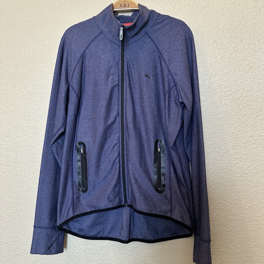 Womens PUMA Jacket Extra Large Blue Athletic Full Zip Activewear Lightweight